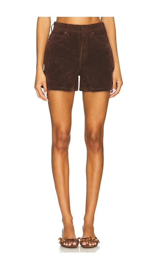 free people x we the free tippi faux suede short in chicory coffee in brown.