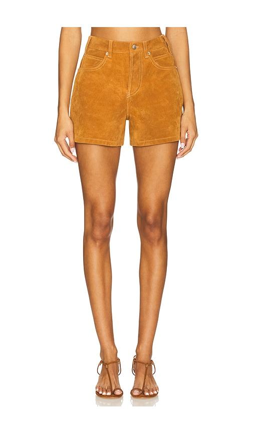 free people x we the free tippi faux suede short in dark honey in tan.