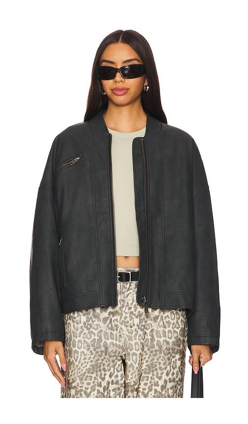 free people x we the free vinny faux leather bomber in black.