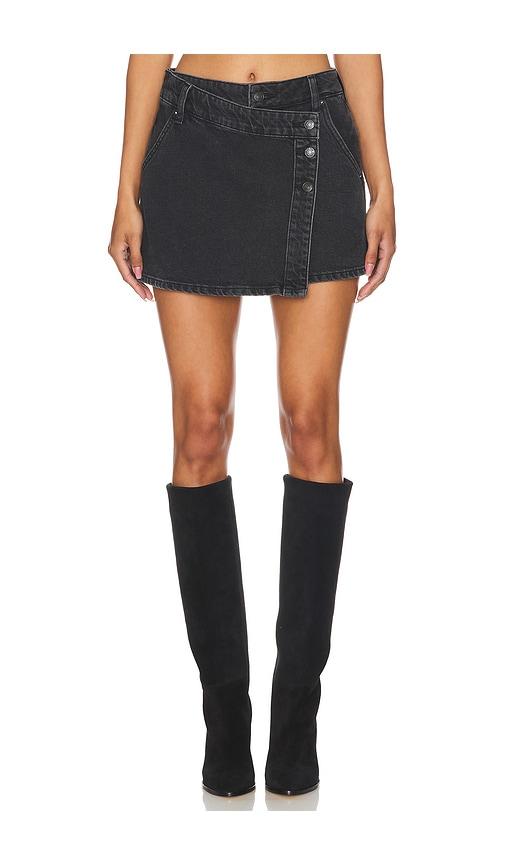free people x we the free wynne denim skirt in black.