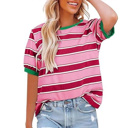 free top people dup es,dupes,dupe,top,movement,tops,shirt,look-alike,look alike,summer tops for women 2025 trendy striped color block short sleeve shirts hot pink