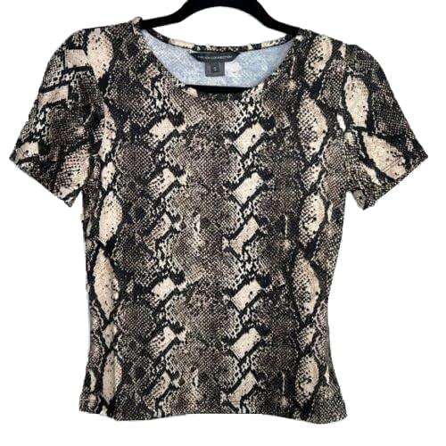 french connection women's animal skin printed top, dark grey, xs