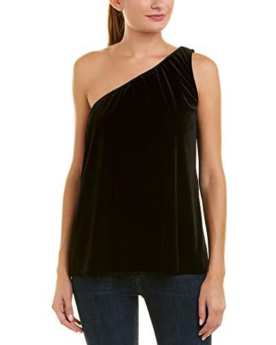 french connection women's aurore velvet one shoulder sleeveless top, black, s
