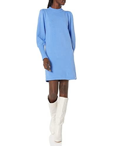 french connection women's babysoft balloon sleeve dress, ultramarine, l