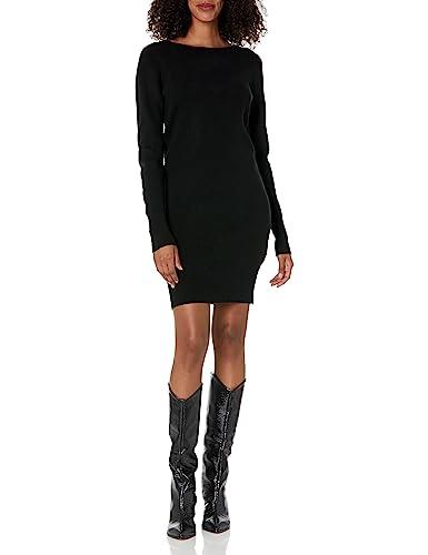 french connection women's babysoft boat neck dress, black, m