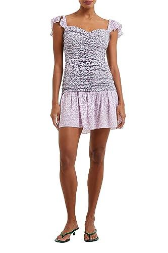 french connection women's enora breya verona ruched dress, sheer lilac