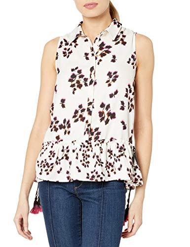 french connection women's eva crepe top, summer white/multi, 4