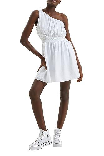 french connection women's faron drape one shoulder dress, linen white