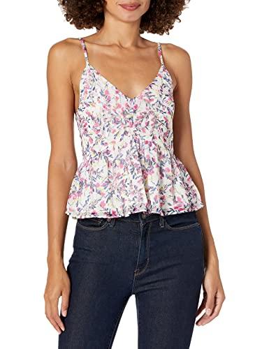 french connection women's flores crinkle cami, summer white multi, 12
