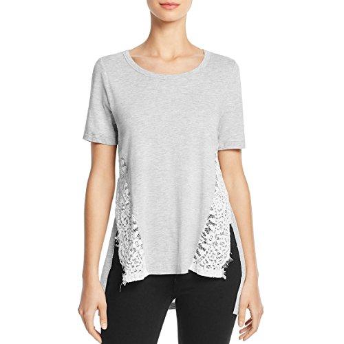 french connection women's hopper lace top, light grey melange, s