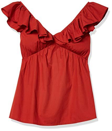 french connection women's poplin sleeveless top, red ochre, 2