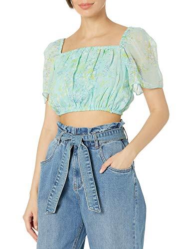 french connection women's printed top, glass mint multi, 8