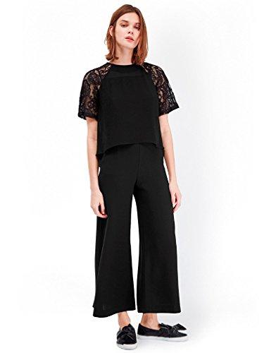 french connection women's taza lace top, black, 8