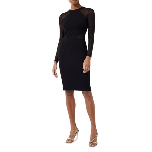 french connection women's viven paneled long sleeve dress, black, 6