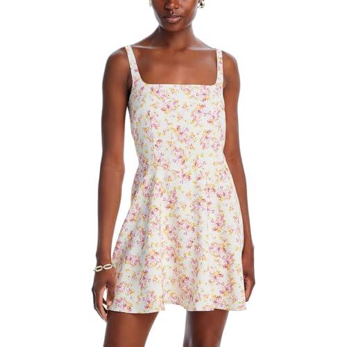 french connection womens floral print short mini dress white 8