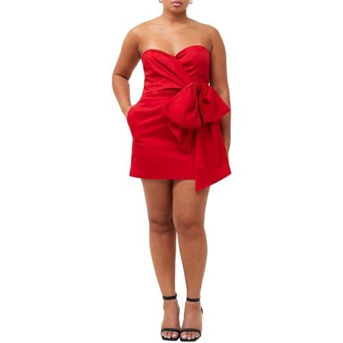 french connection womens florida winter faux wrap cocktail mini dress red 8