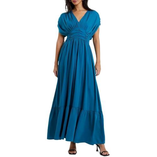 french connection womens ruched maxi dress blue 2