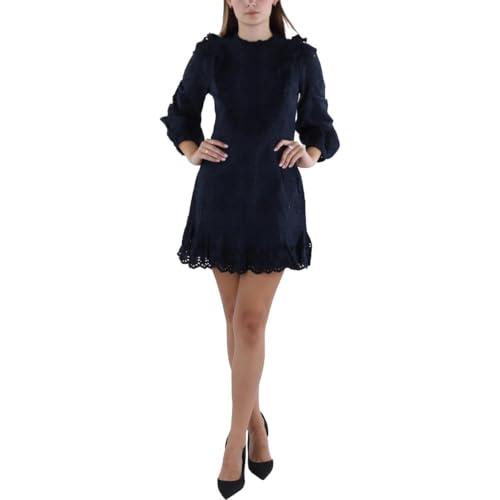 french connection womens ruffled above knee mini dress navy 8
