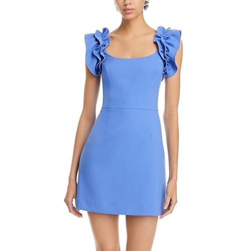 french connection womens ruffled short mini dress blue 12