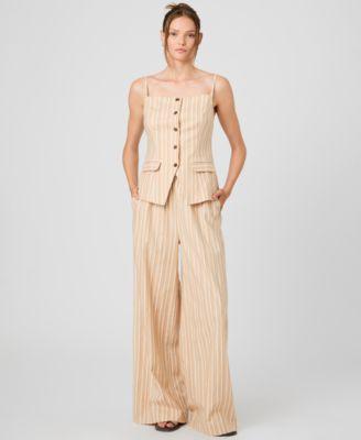 french connection womens sleeveless tailored top striped drawstring pants