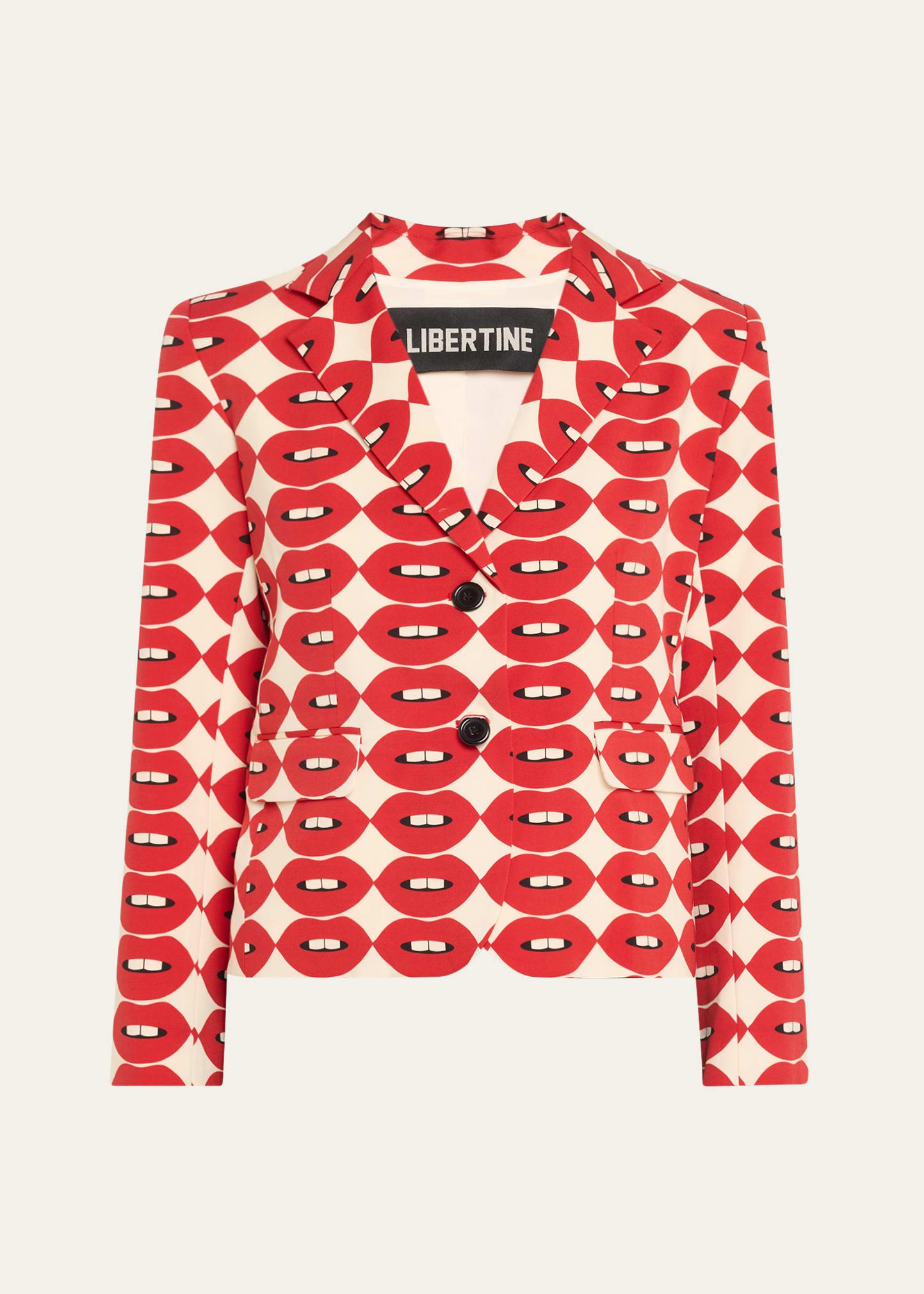 french kissing in the usa printed wool short blazer