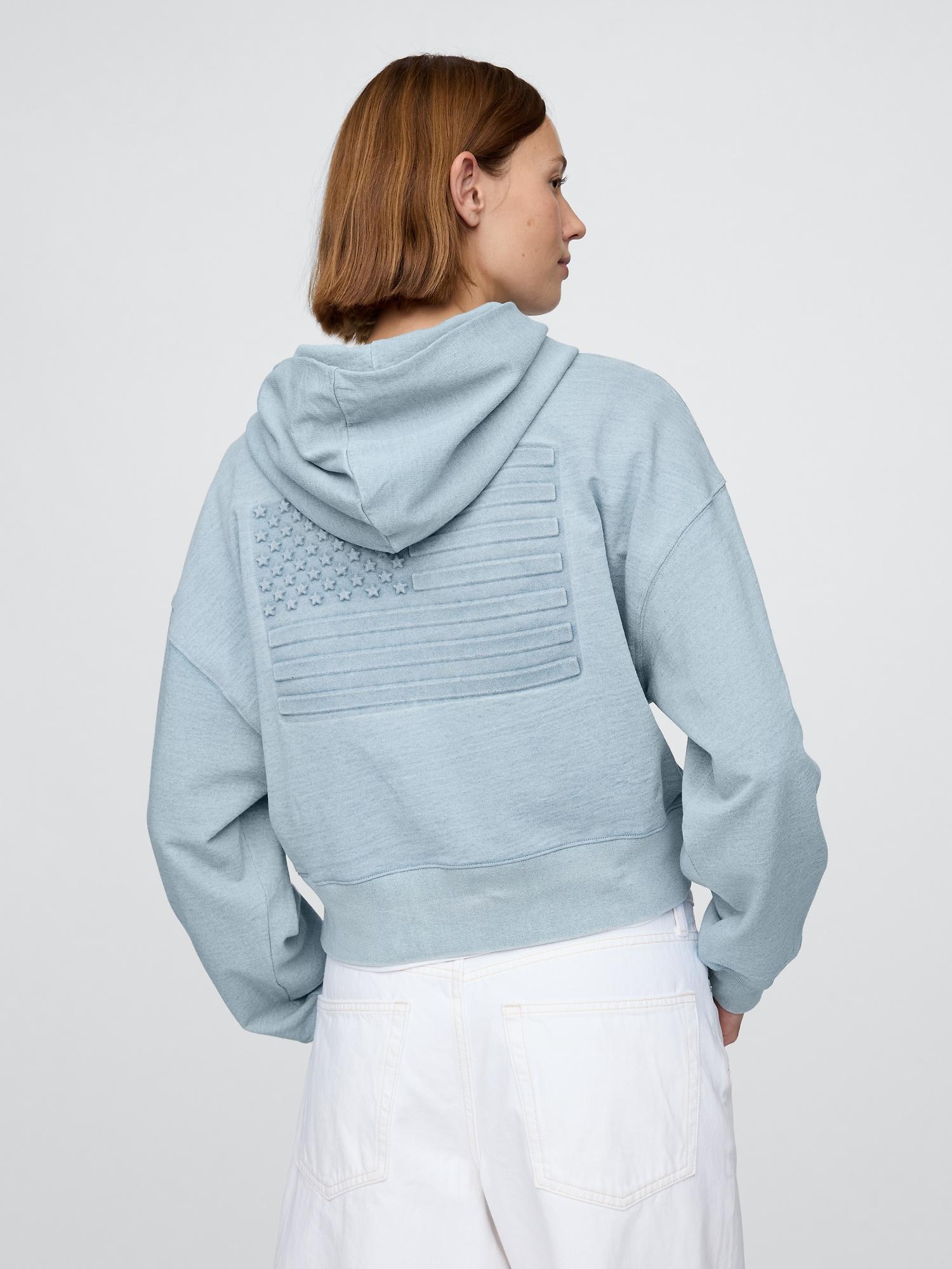 french terry americana cropped hoodie