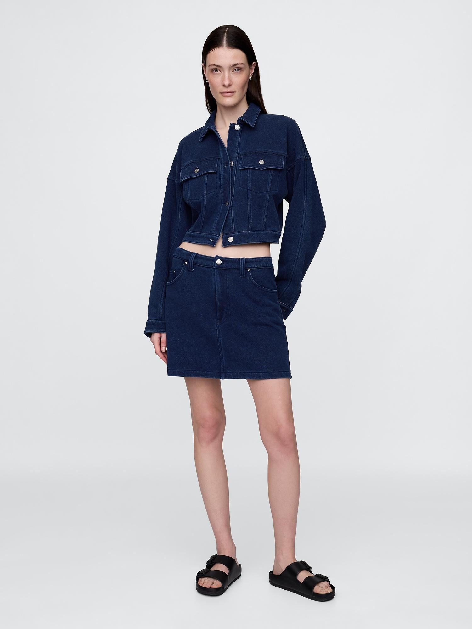 french terry denim skirt