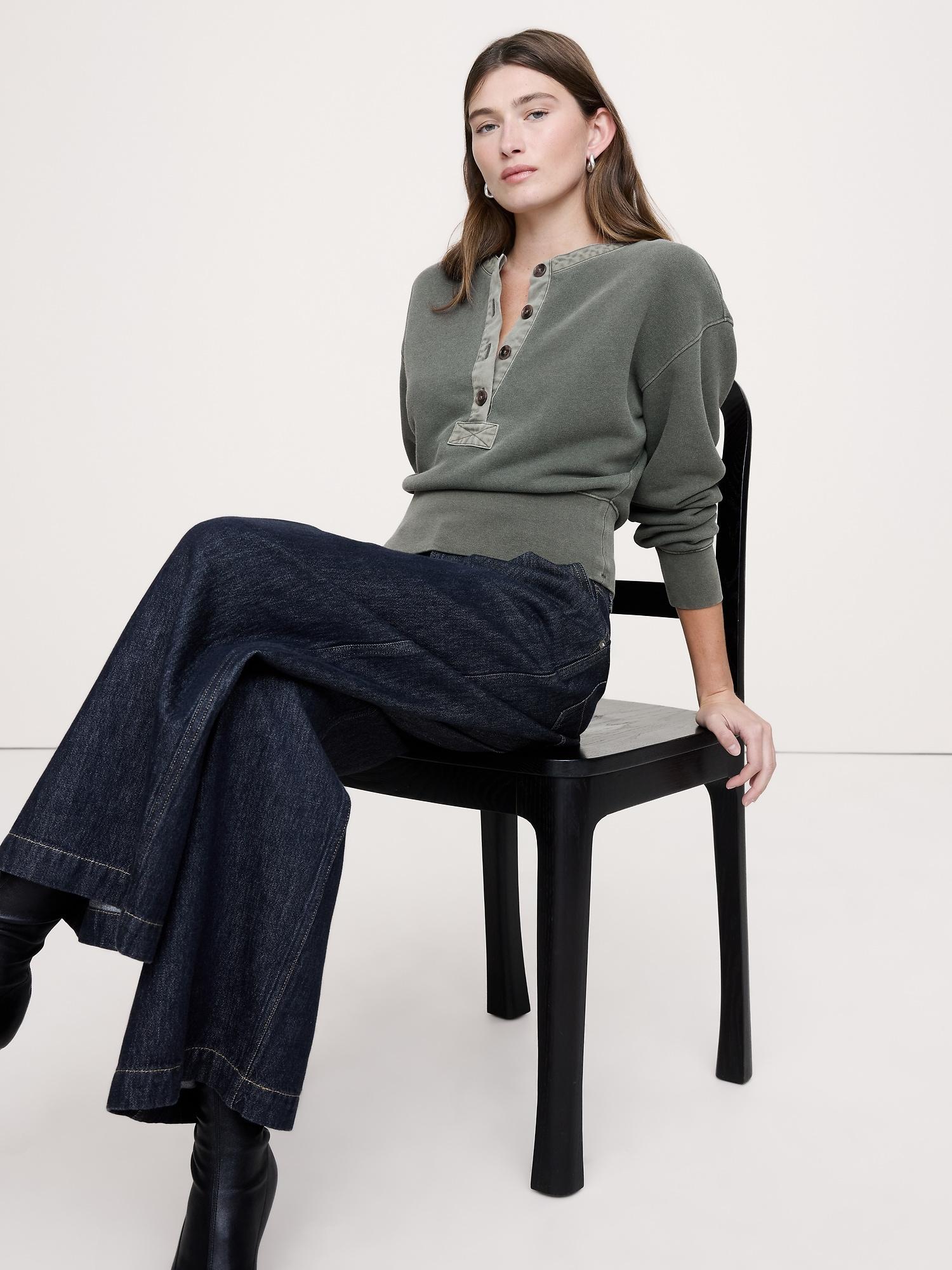 french terry henley sweatshirt