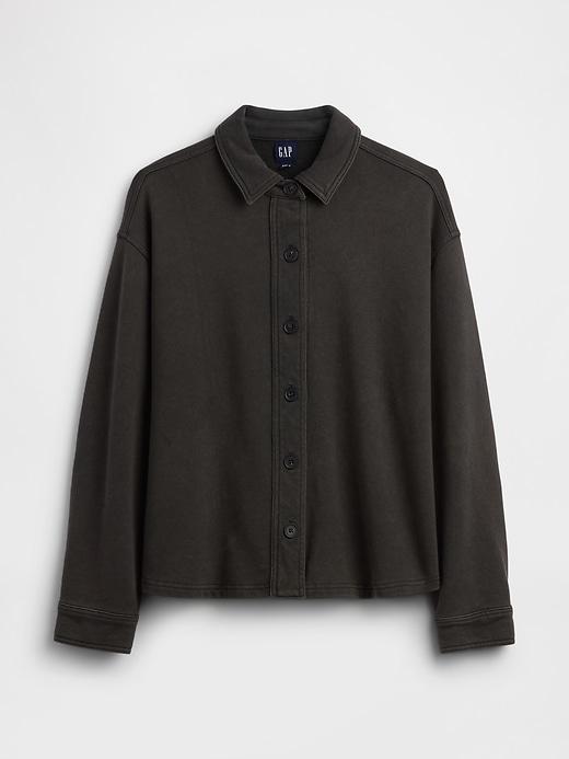 french terry oversized button-front shirt