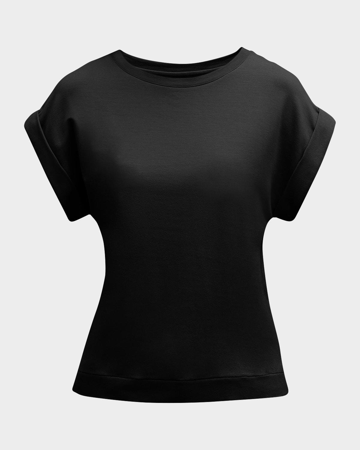 french terry rolled-cuff short-sleeve crewneck tee