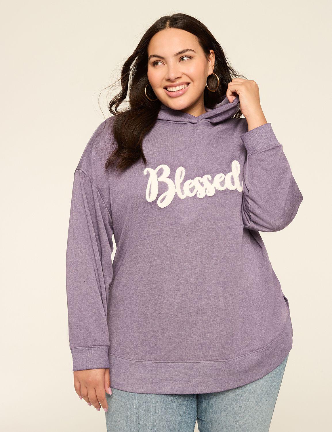 french terry textured blessed graphic hoodie