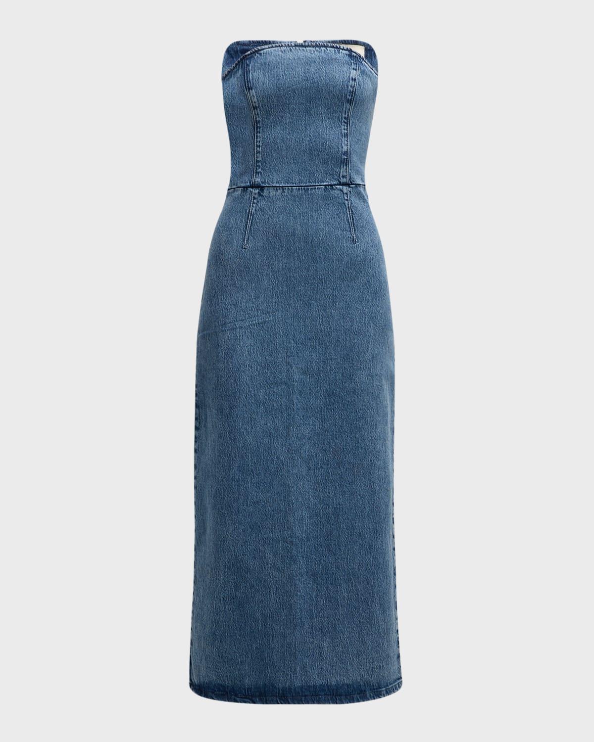 frenchie strapless denim tube dress