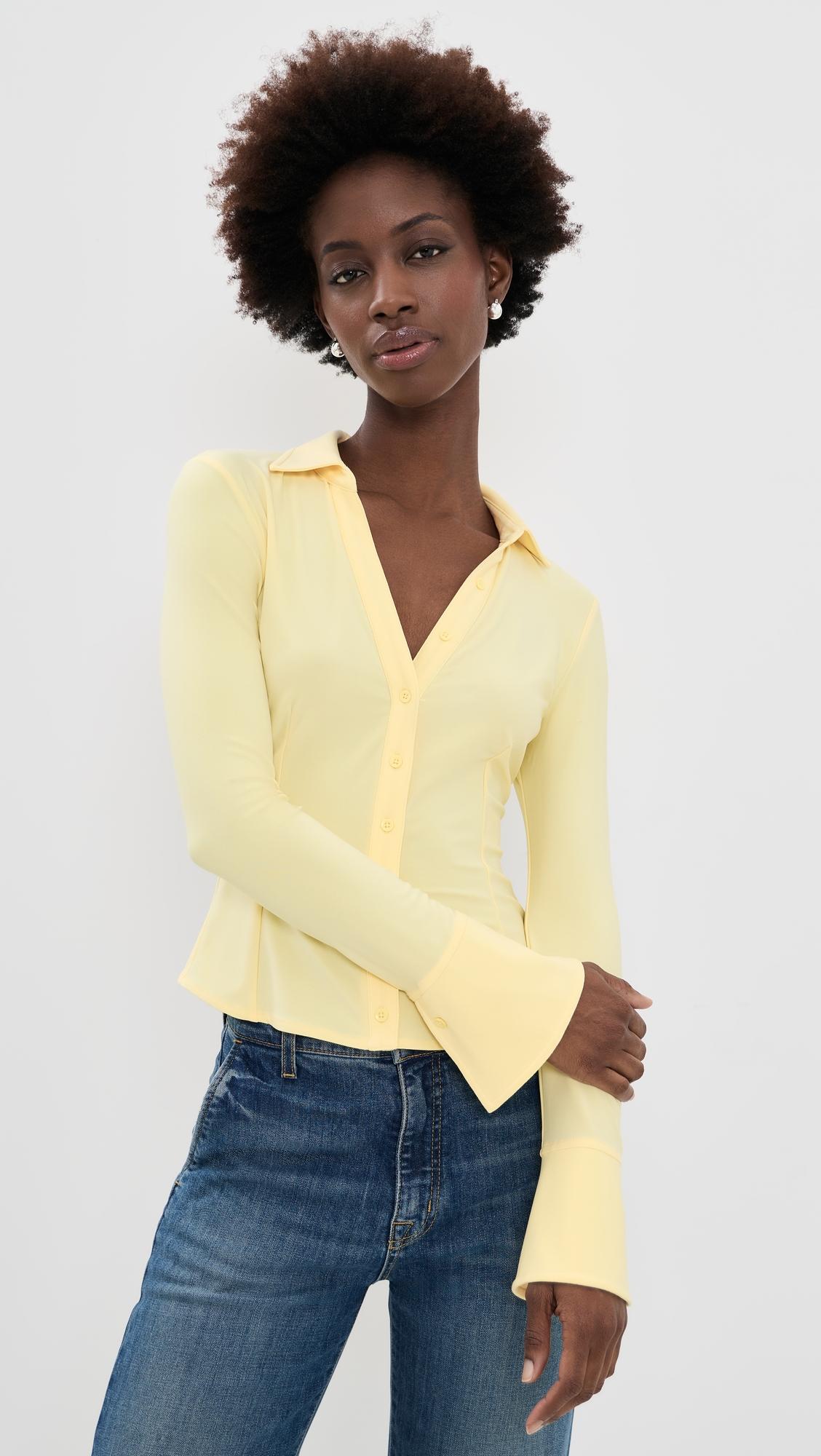 freya fitted button down shirt