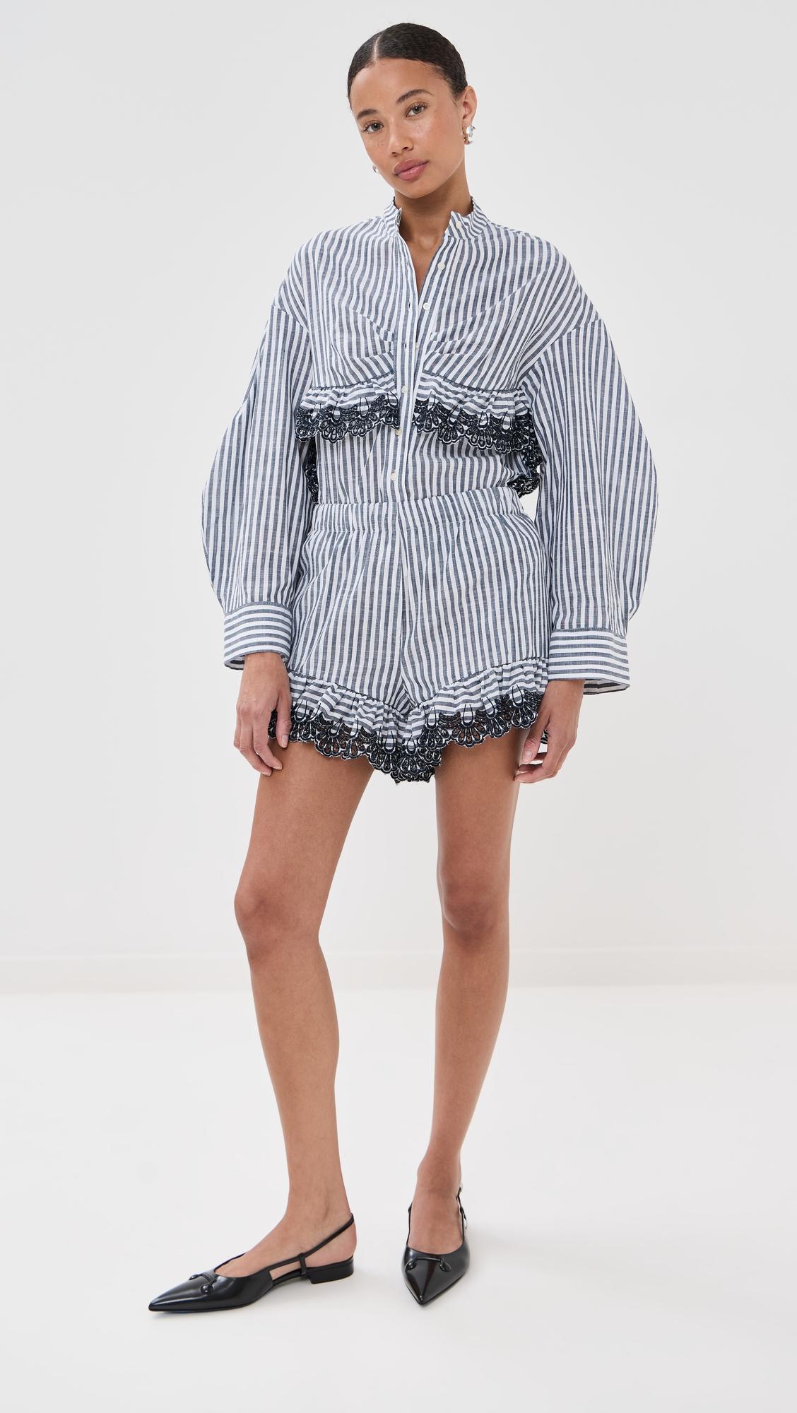 frida navy stripes cotton shorts