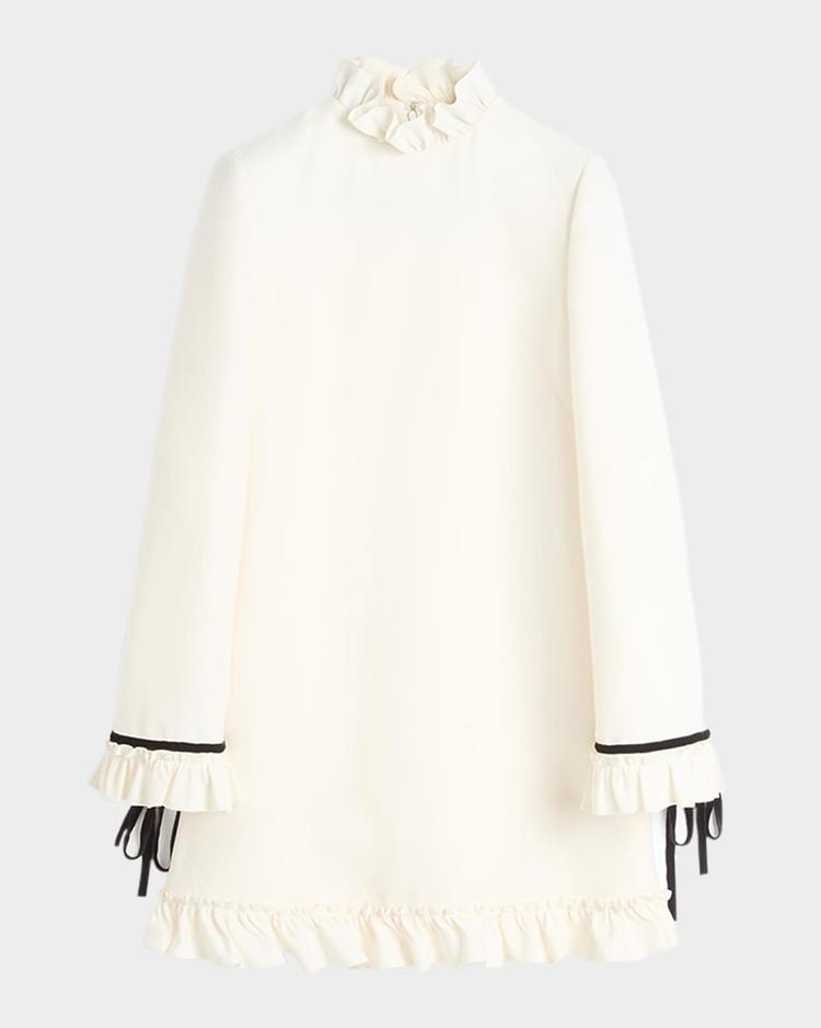 frill high neck contrast trim mini dress