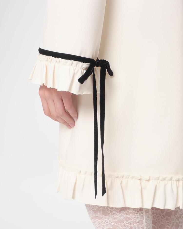 frill high neck contrast trim mini dress