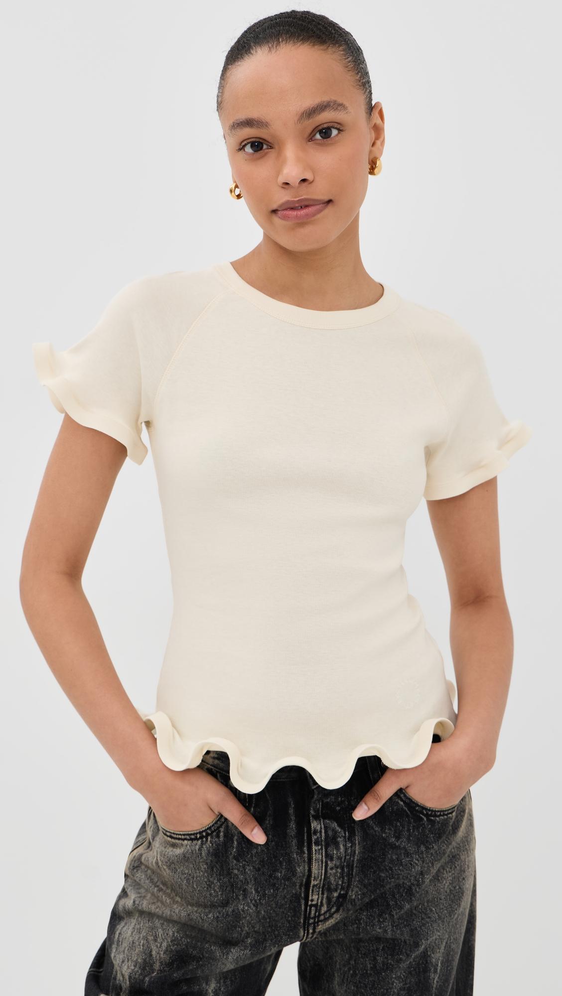 frilled hem rib t-shirt