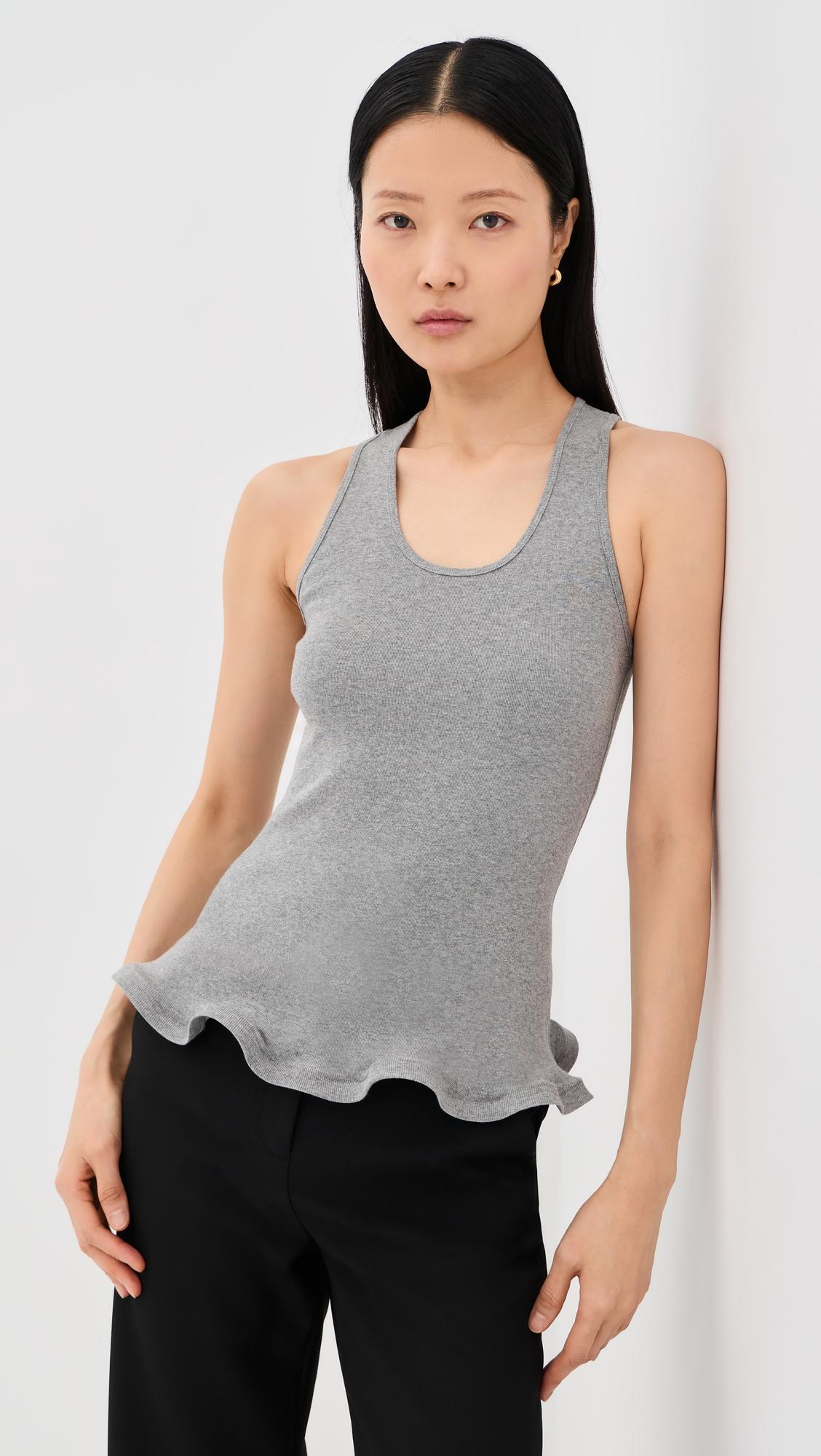 frilled hem rib tank