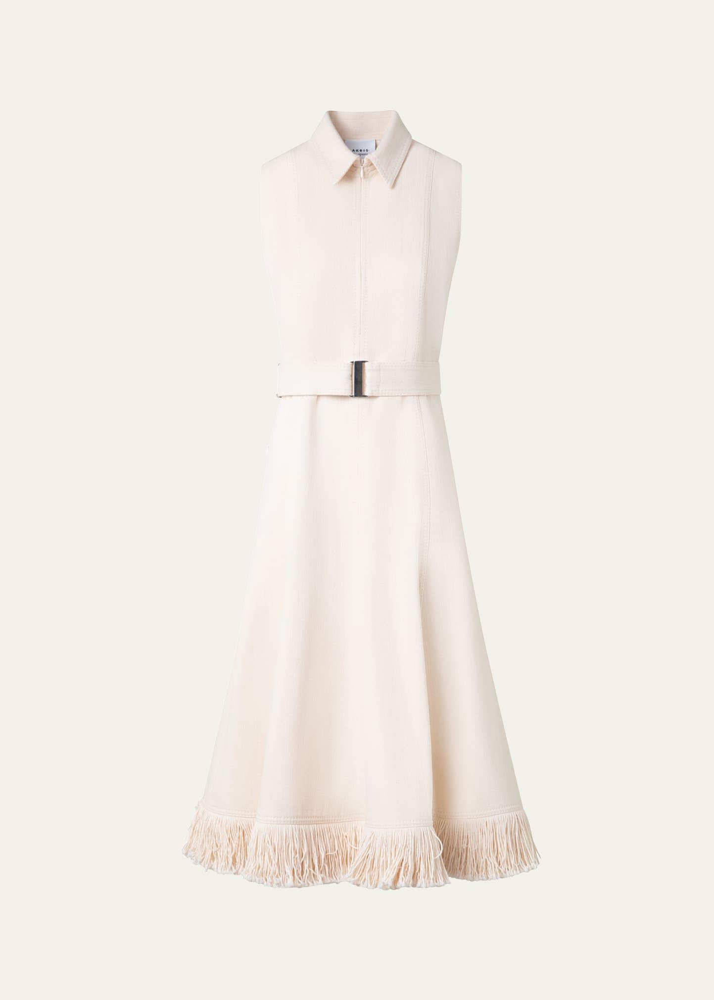 fringe belted polo midi dress