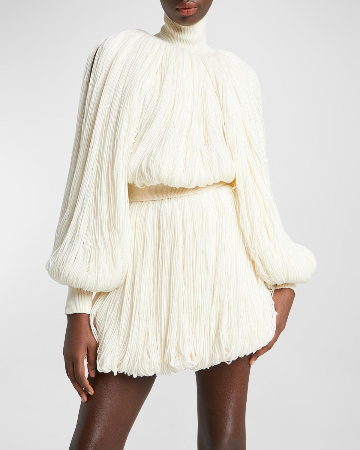 fringe bubble mini skirt