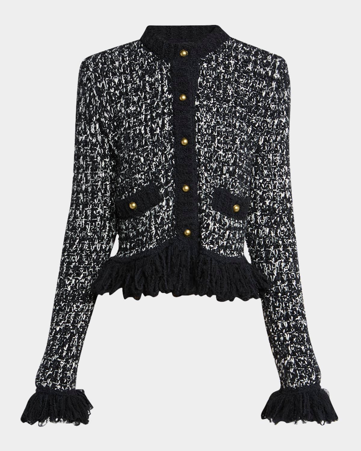 fringe button-front cardigan