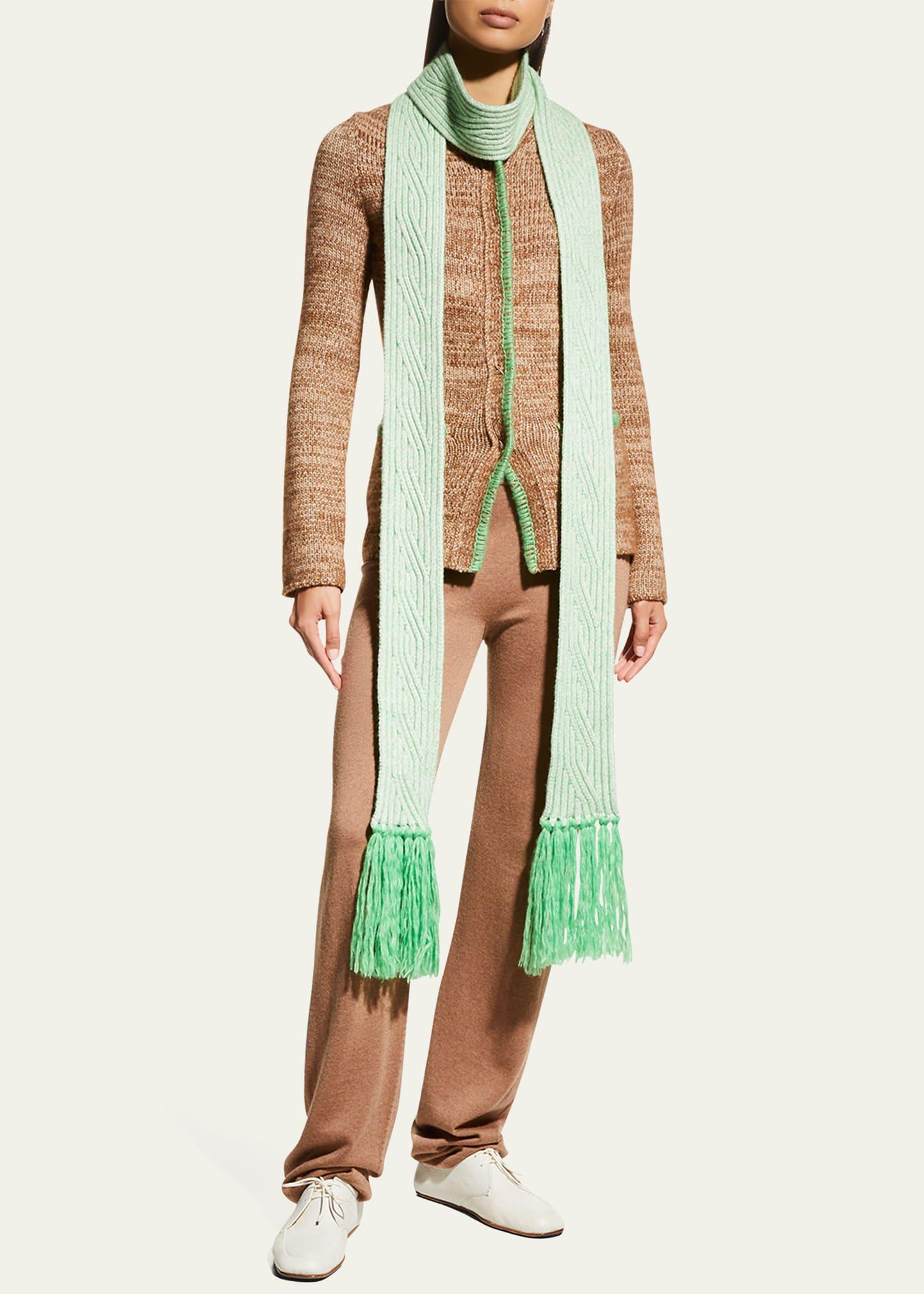 fringe cashmere-silk scarf