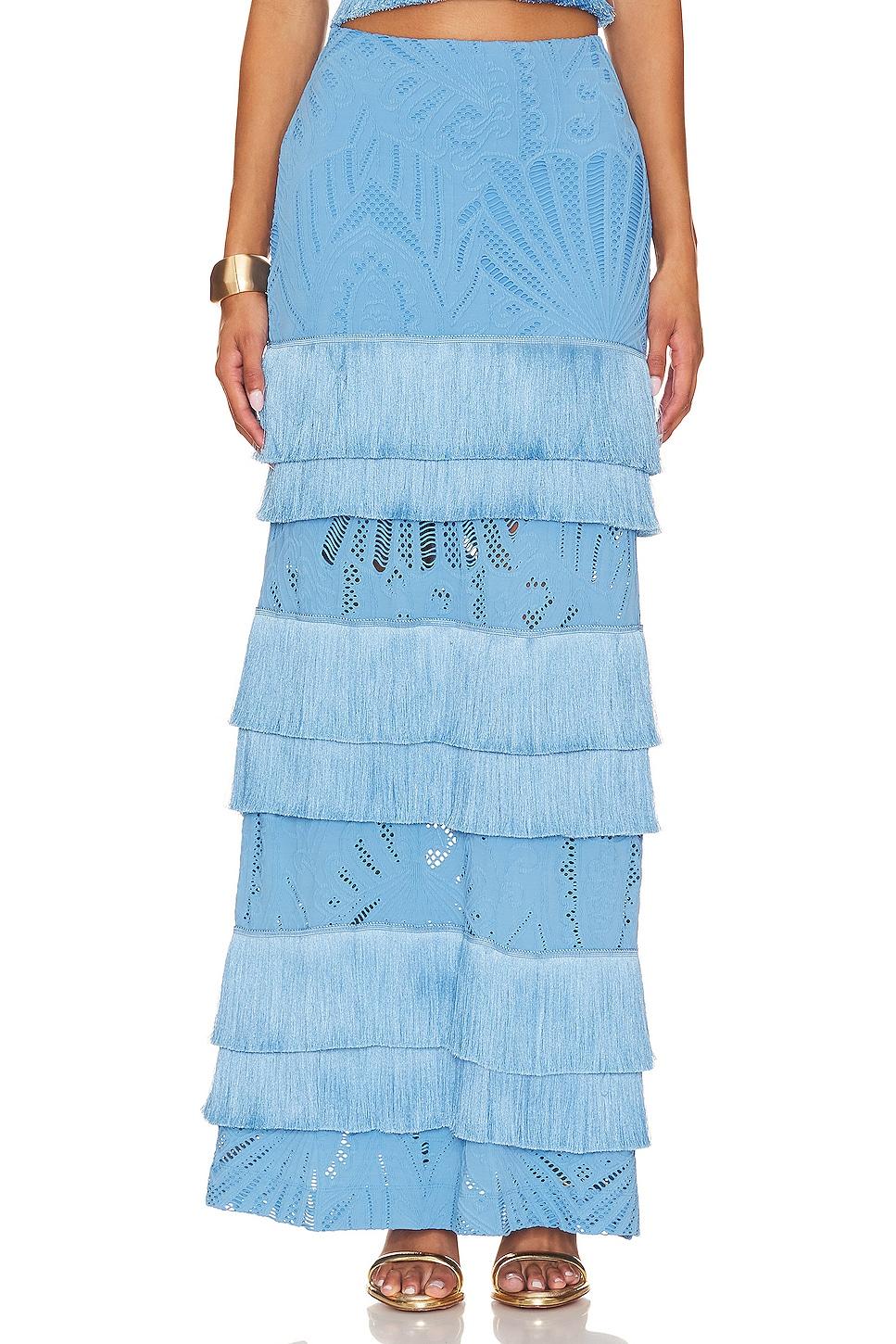 fringe lace maxi skirt