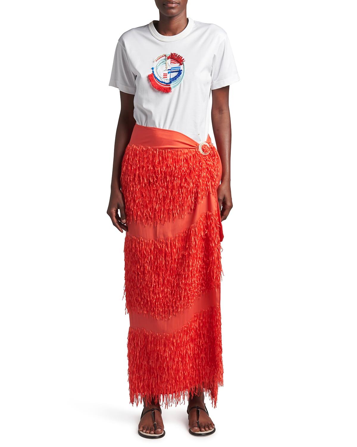 fringe sarong maxi skirt