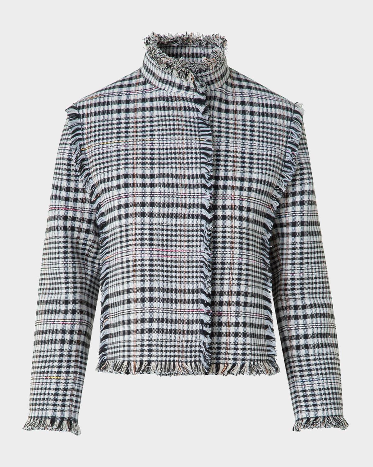 fringe-trim check jacket