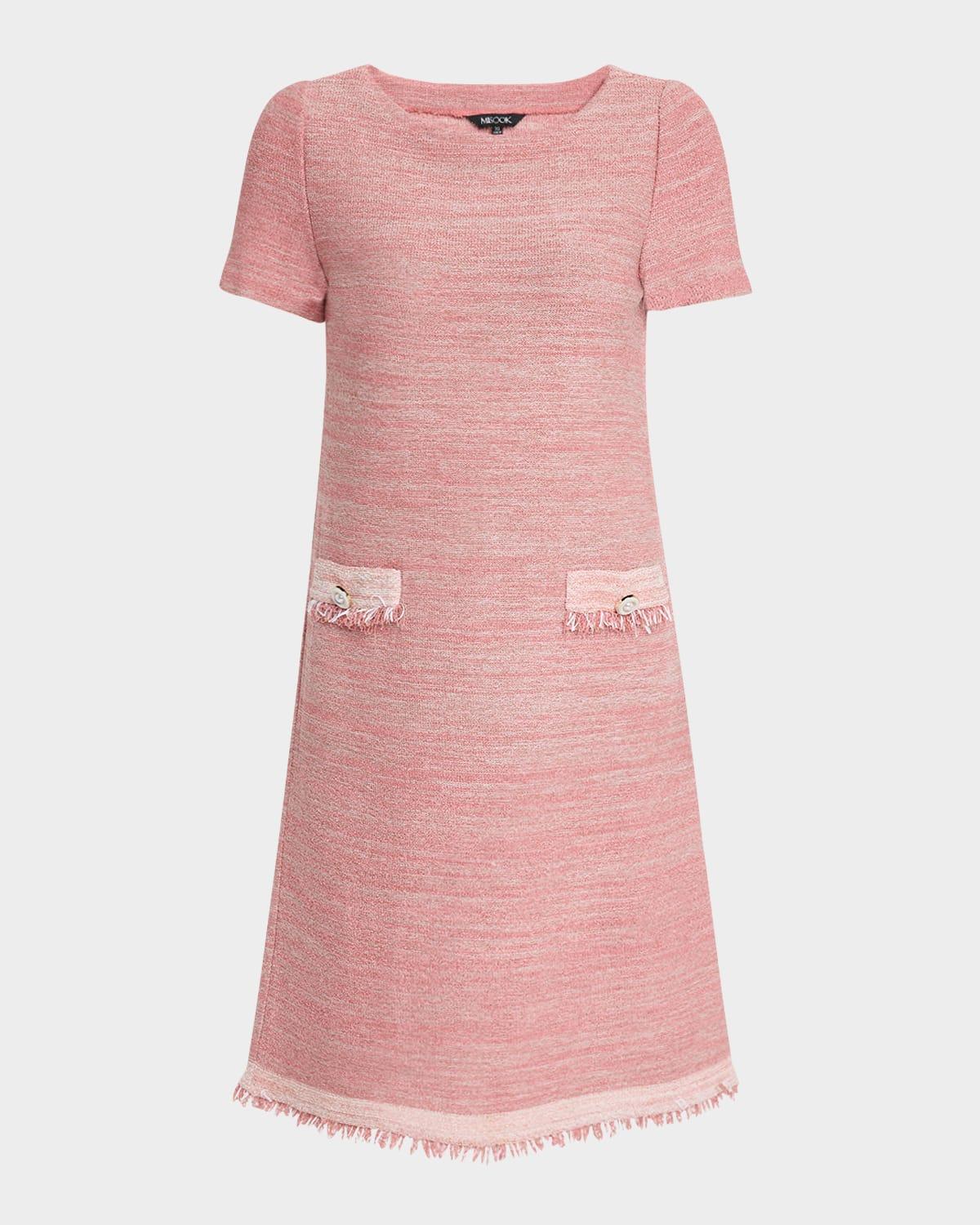 fringe-trim melange knit shift dress