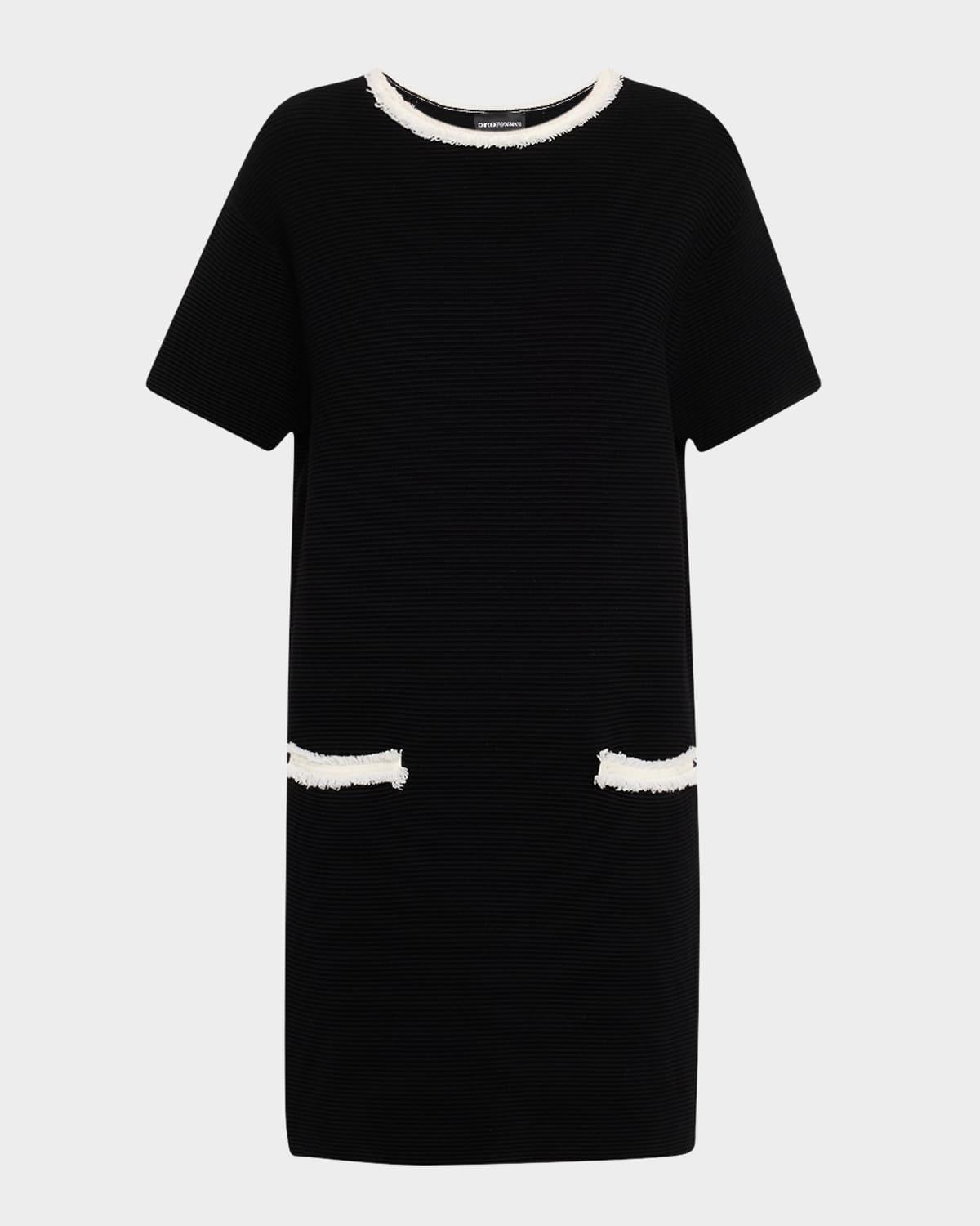 fringe-trim ottoman shift dress