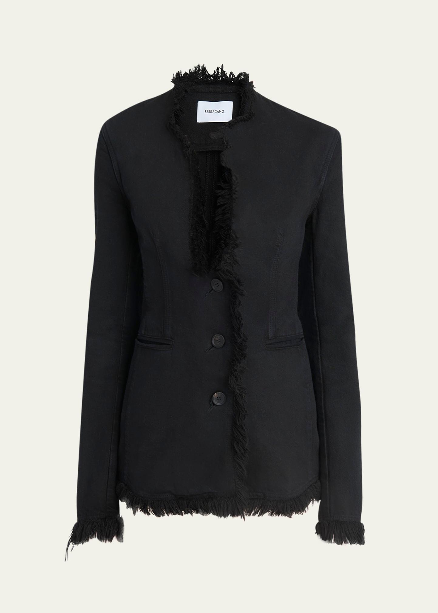 fringe-trim plunge blazer