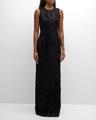 fringed jacquard column gown