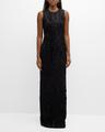 fringed jacquard column gown